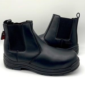 Tegopro Shoes Tegopro Black Leather Safety Protection Hard Toe Boots Mens